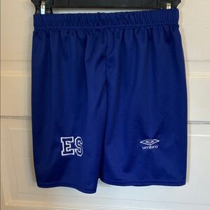 240 Umbro Blue Athletic Soccer Shorts with Embroidered Logos